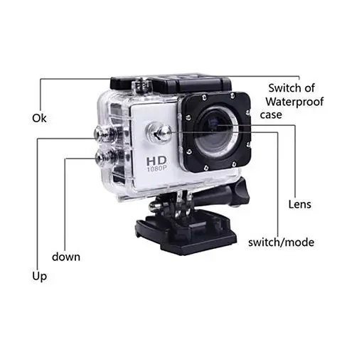 All PRO Action Sports Camera With 1080P HD And WiFi 18 PCS Of Accessory Included - Image 3
