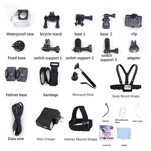All PRO Action Sports Camera With 1080P HD And WiFi 18 PCS Of Accessory Included - Image 4